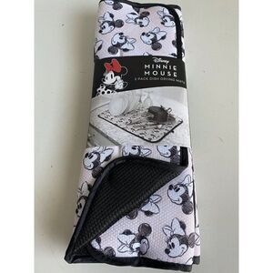 2 Pack Disney Minnie Mouse Dish Drying Mat 16" x 18" Kitchen Sketch Classic Pink